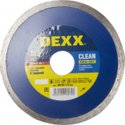 Диск отрезной алмазный DEXX "CLEAN" 22,2х115мм (сплошной, с водяным охлаждением)